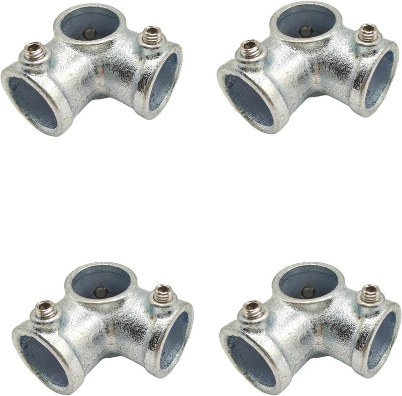 FLEXKEA 4 Pcs 3 Way L Tube Connector,Galvanized Pipe Fittings, Three Socket Cross Outlet Tee Fit for 1 Inch(25.4 mm) OD Steel Pipe, Structural L Pipe Fitting Connector, Cast Iron - Image 1